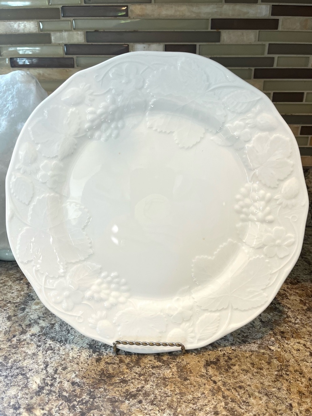 Wedgwood Strawberry and Vine White Embossed 11” Dinner Plate Bone China